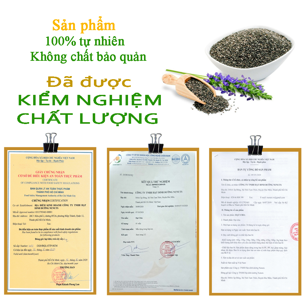 Hạt chia hữu cơ Nunuts - Hạt chia Organic mẩy, nở đều, độ tinh khiết cao, không lẫn tạp chất.