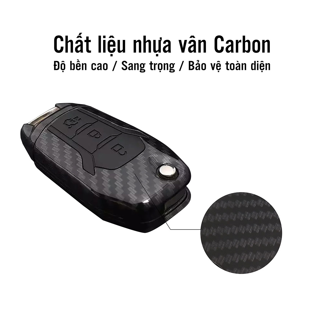 Ốp chìa khóa dành cho xe Ford Ranger XLS chất liệu nhựa ABS mạ vân Cacbon - Hàng Chính Hãng