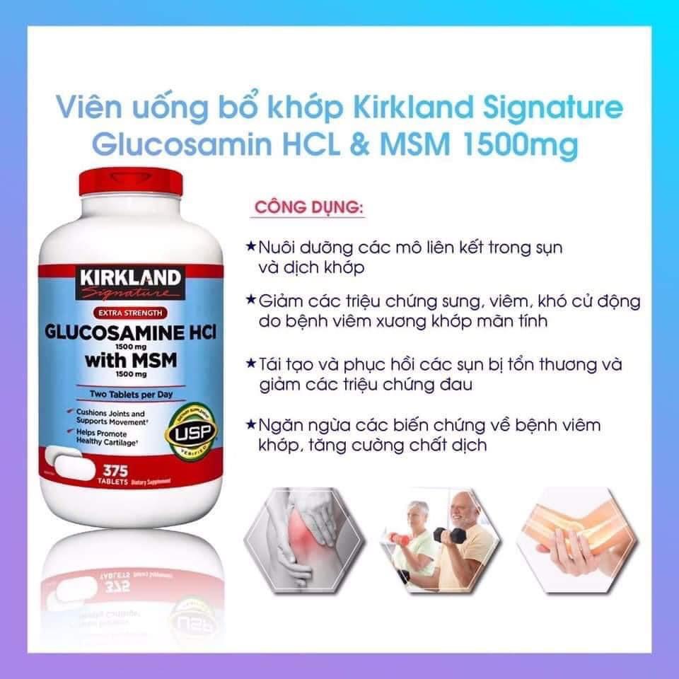 Glucosamine 1500mg, Chondroitin 1200mg Kirkland Signature Mỹ - Phục hồi sụn khớp, Giảm đau nhức xương khớp và vận động linh hoạt - Massel Official