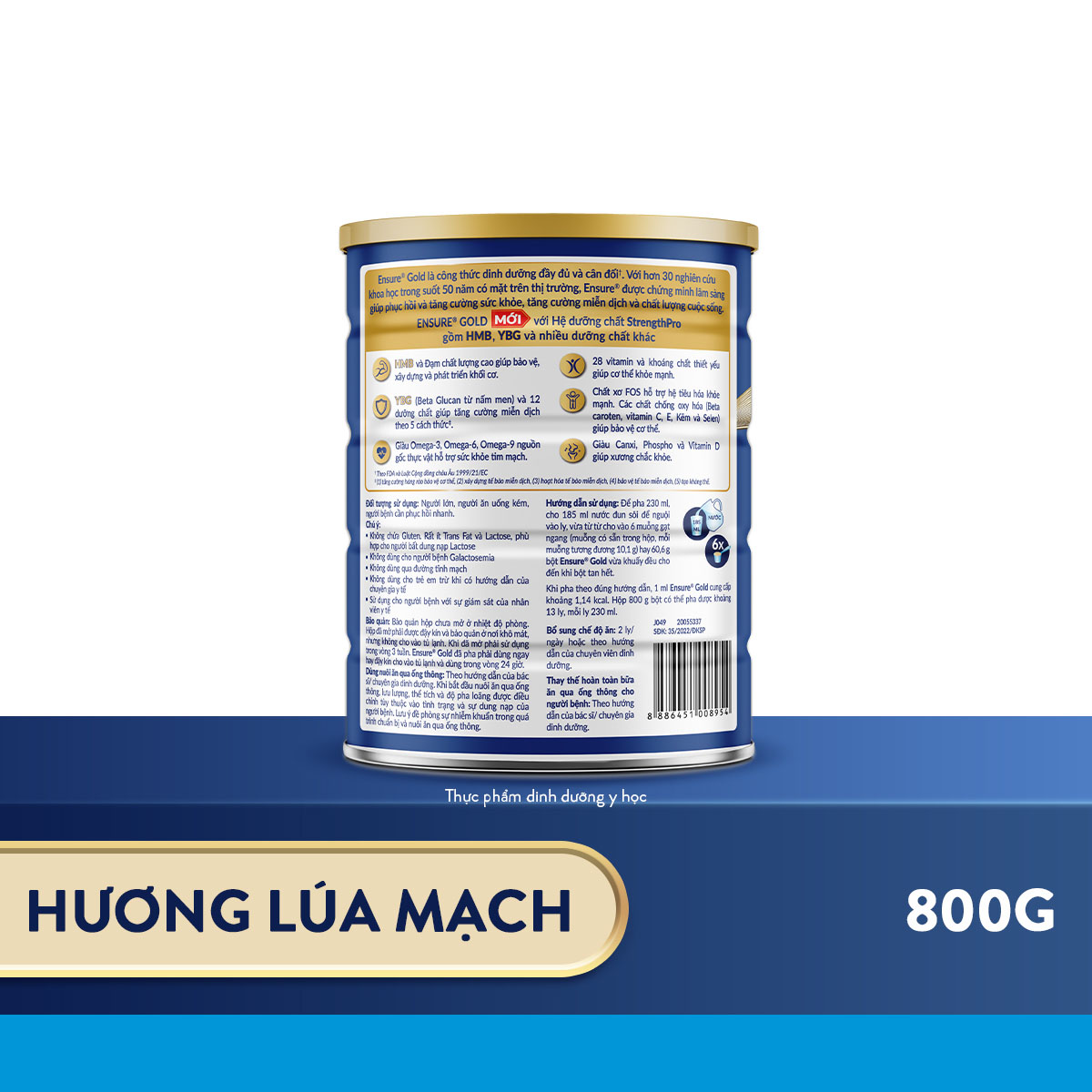 Thực phẩm dinh dưỡng y học Ensure Gold hương vani lúa mạch 800g/850g