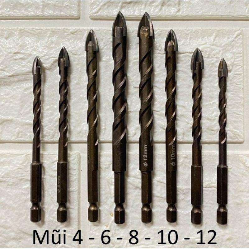 Combo 4 đầu mũi khoan đa năng 6 8 10 12