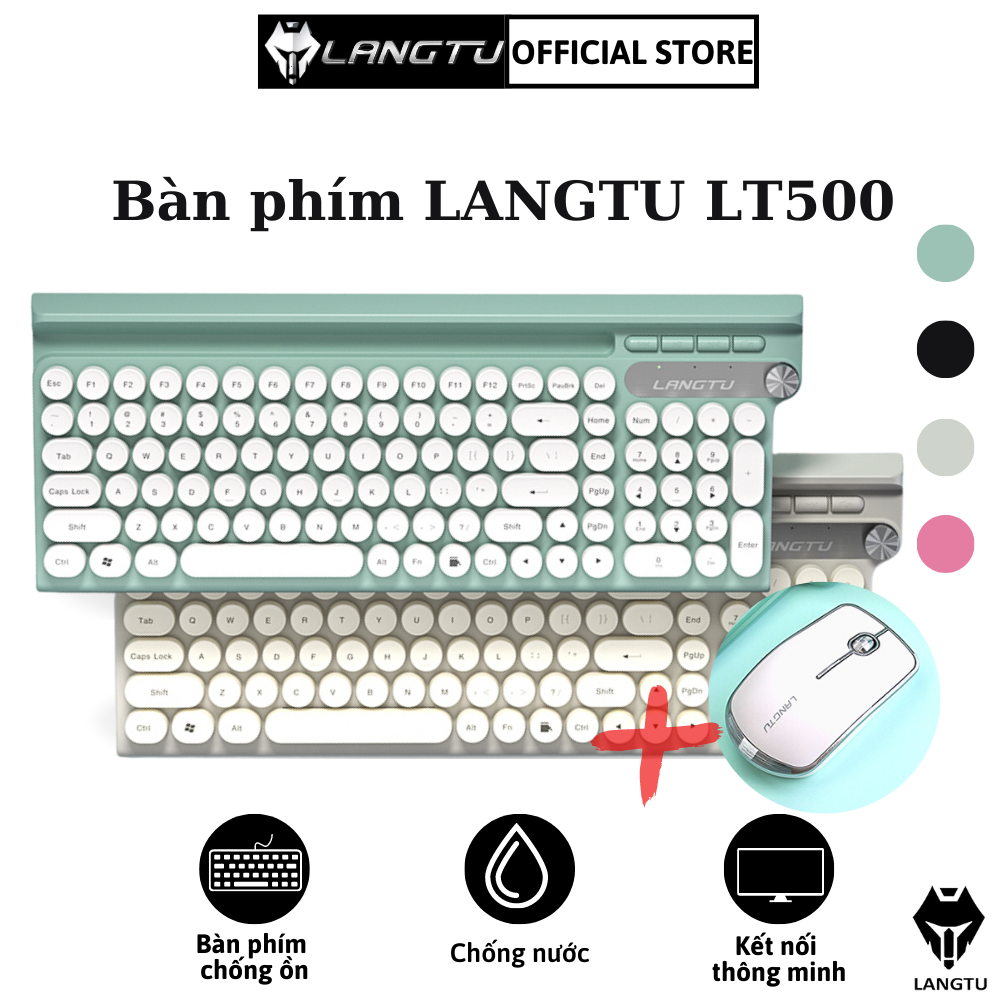 Bàn Phím Bluetooth Giả Cơ Langtu  LT500 Không Dây Kèm Chuột Máy Tính Hàng Chính Hãng