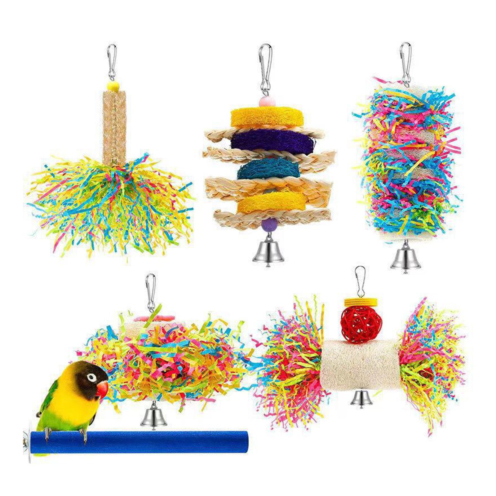 6x Parrot Cage Hanging Toys Hanging Activity Bell Budgie Birds Swing Chewing