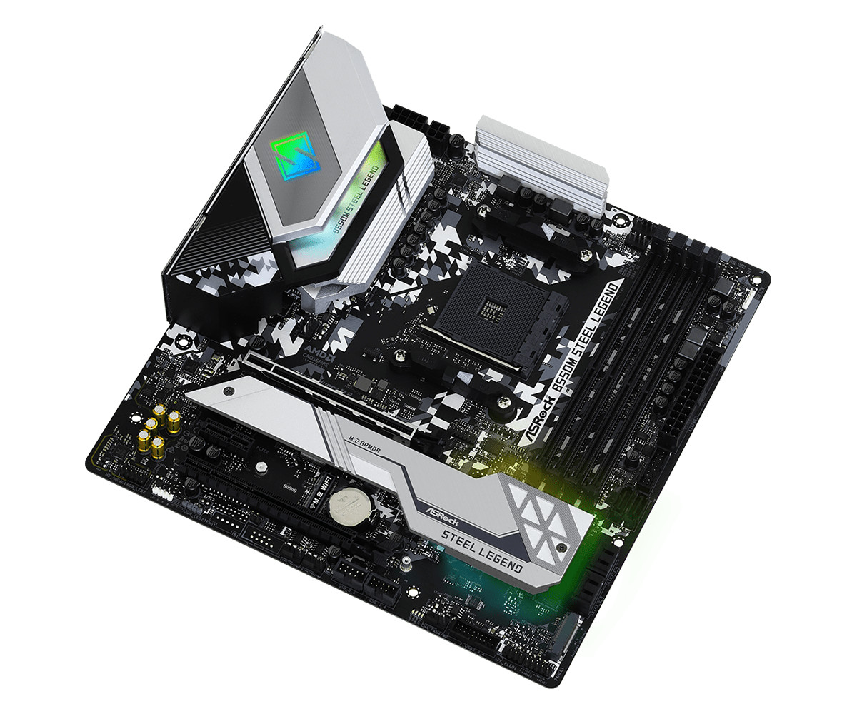 Bo mạch chủ Mainboard ASRock B550M Steel Legend Supports 3rd Gen AMD AM4 Ryzen - Hàng Chính Hãng