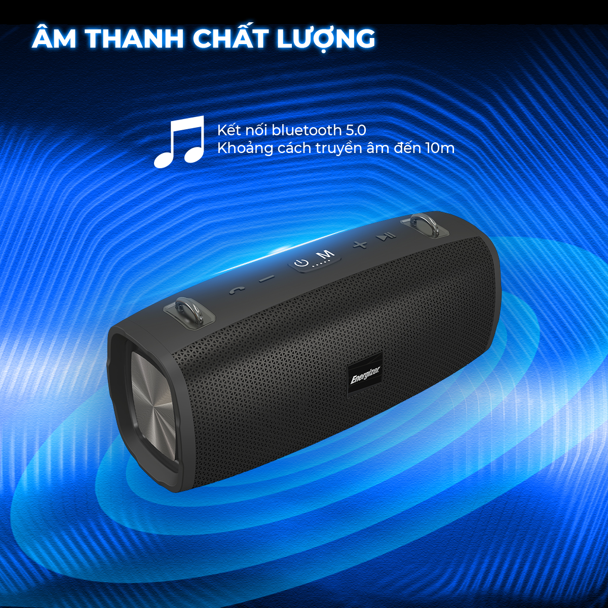 Loa Bluetooth di động Energizer BTS-204 kiêm sạc dự phòng kèm Micro Karaoke - Kết nối bluetooth 5.0, hỗ trợ FM radio, thẻ Micro SD, cổng sạc USB-A - HÀNG CHÍNH HÃNG