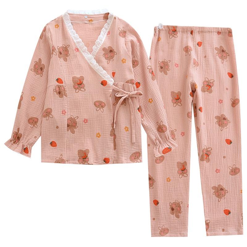 Bộ đồ bầu và sau sinh, kimono cho con bú AZ55 chất liệu muslin cao cấp