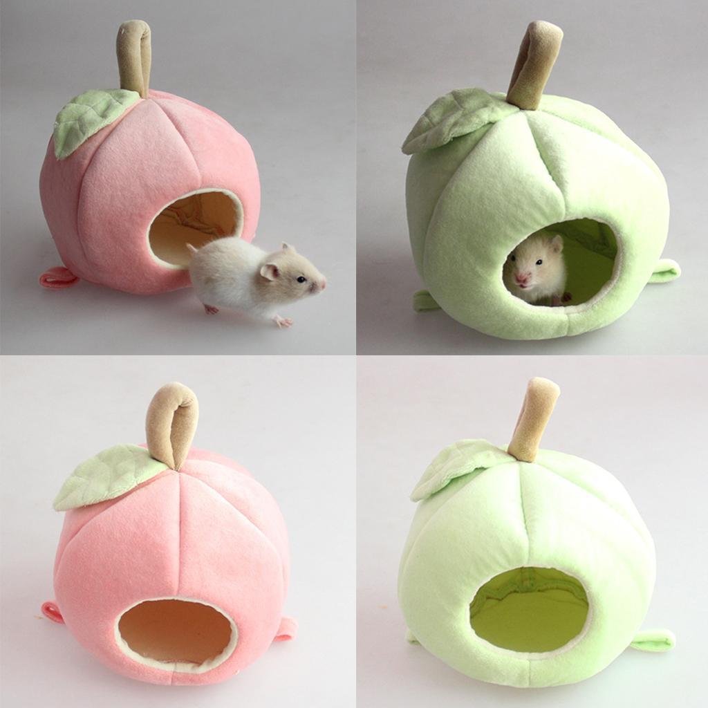 2 Pieces Apple Shape Warm Plush Hammock Small Animal Cage Hamster Hammock