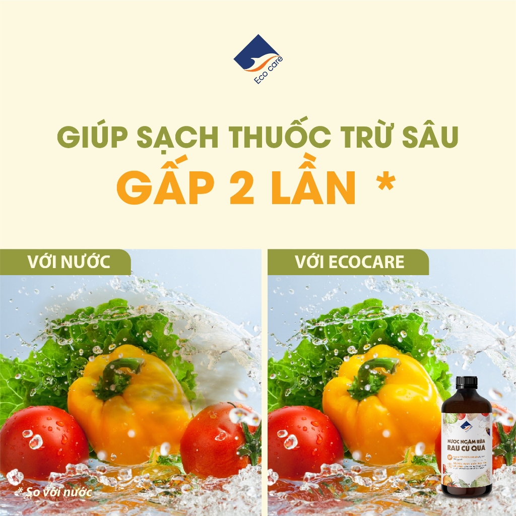 Nước ngâm rửa rau củ quả sinh học Ecocare hương Cam - Chai 500ml