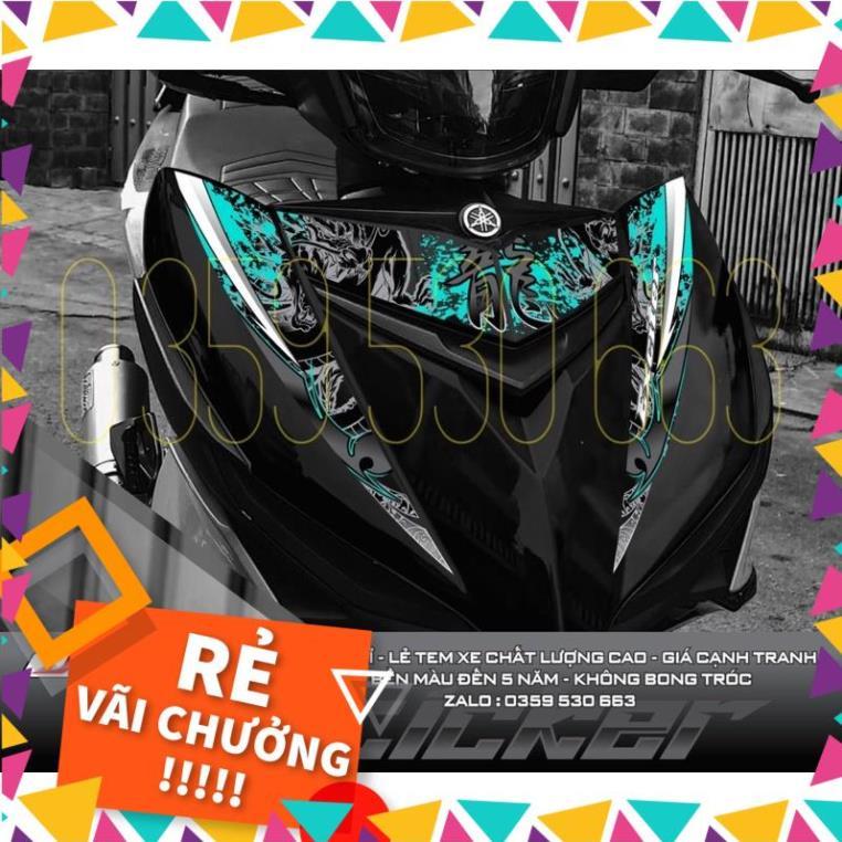 Tem rời Dragon rồng xanh ngọc dán Exciter 150 xe đen