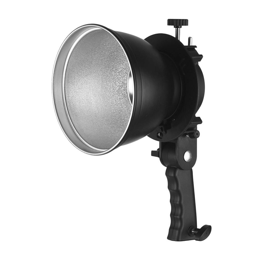 Giá đỡ đèn flash loại S cầm tay + Bộ khuếch tán phản xạ tiêu chuẩn 7 inch 65 độ với giá treo Bowens