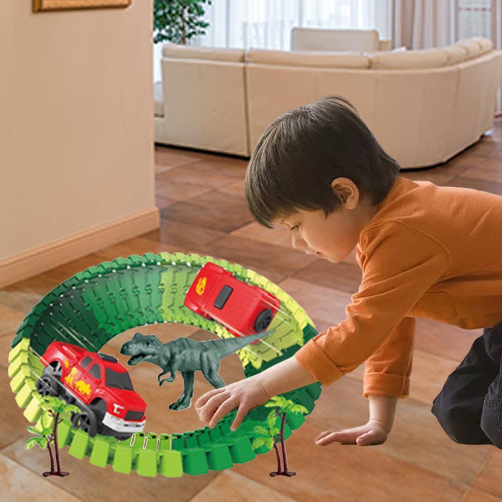 Dinosaur Toys Flexible Track Build for 3 4 5 6 Year & up Old Kids