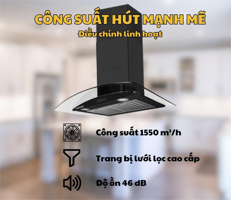 Máy Hút Mùi Kính Cong Kocher K-8001 (70CM) - Hàng Chính Hãng