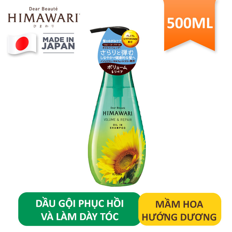 Dầu Gội Phục Hồi Tóc Và Làm Dày Tóc Himawari Tinh Chất Hoa Hướng Dương (500ml)