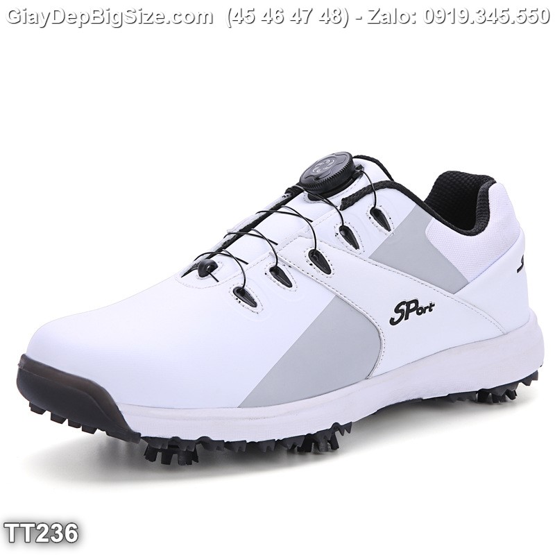 Giày chơi gôn, giầy tập Golf cỡ lớn 45 46 47 48 cho nam cao to chân ú bè. Big size golf shoes for wide feet