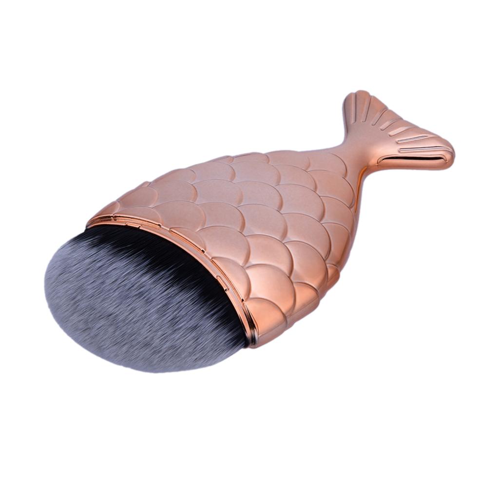 Mermaid Glitter Makeup Powder Blush Foundation Contour Cosmetic Brush Silver