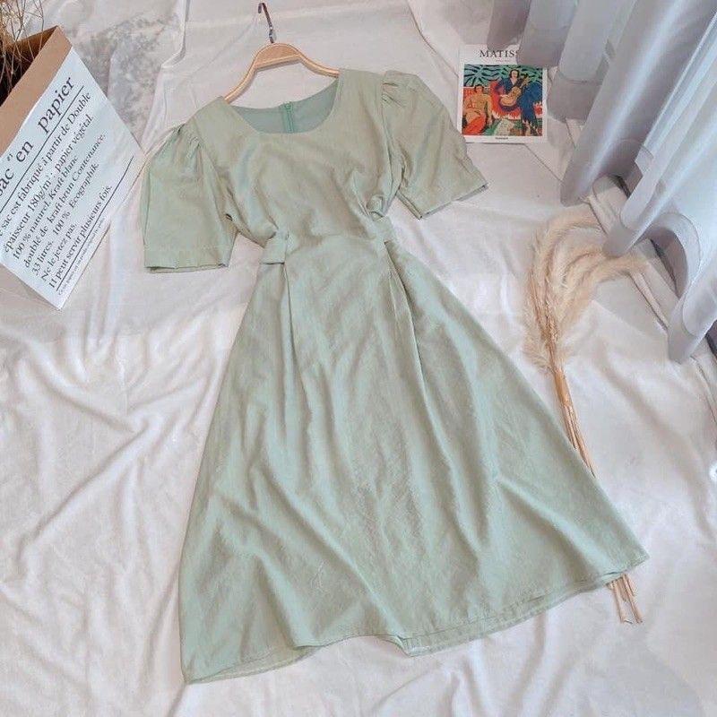 ĐẦM NỮ VINTAGE BUỘC NƠ SAU LƯNG