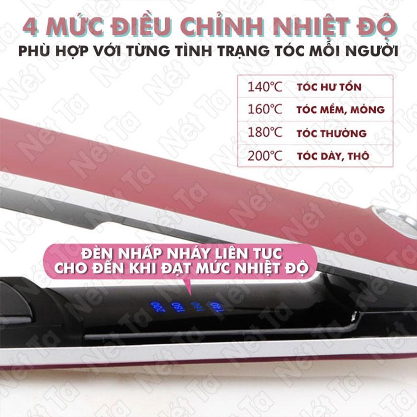 Máy duỗi tóc 4 mức điều chỉnh nhiệt độ Kemei 2203 có thể uốn cụp, uốn sóng dễ (Tím)