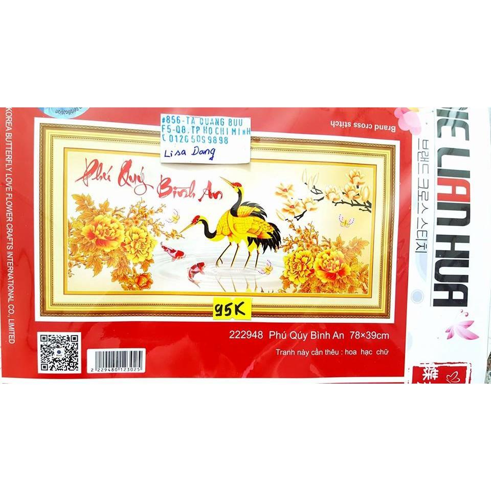 Tranh thêu HẠC- PHÚ QUÝ BÌNH AN- 222948(78x39cm)