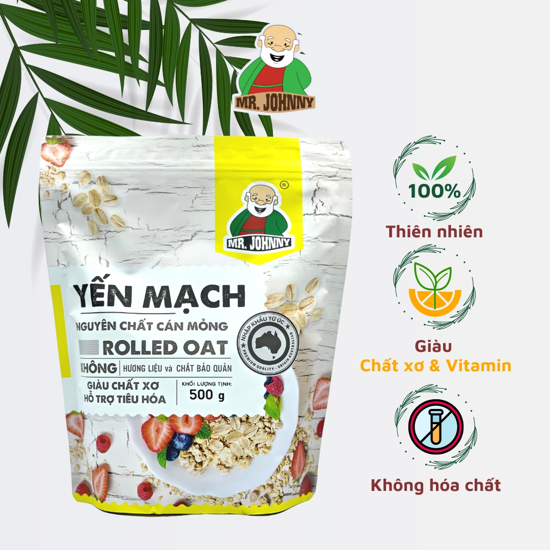 Yến Mạch Úc Cán Mỏng MR JOHNNY , Yến Mạch Giảm Cân An Toàn Chính Hãng - Túi 320g, 500g, 900g