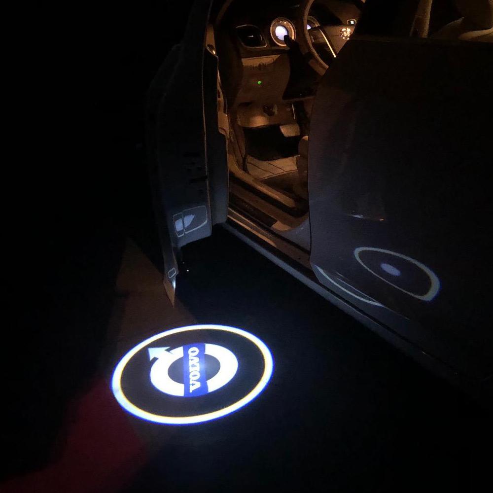 Đèn led chiếu hình (1 bộ), logo gắn cửa trang trí ô tô không dây, phụ kiện oto Tâm Luân