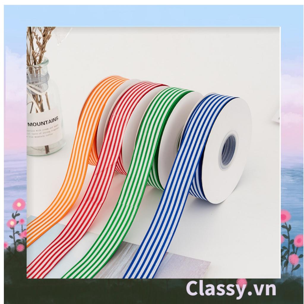 Ruy băng vải sợi poly Classy dài 01MÉT, họa tiết kẻ sọc, nhiều màu Q1084