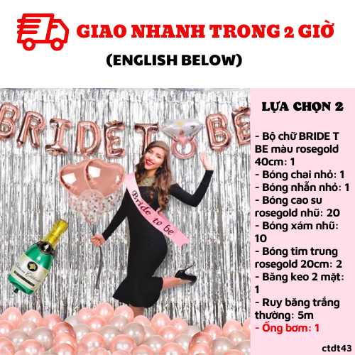 Bộ bong bóng Bride To Be balloon set ctdt43