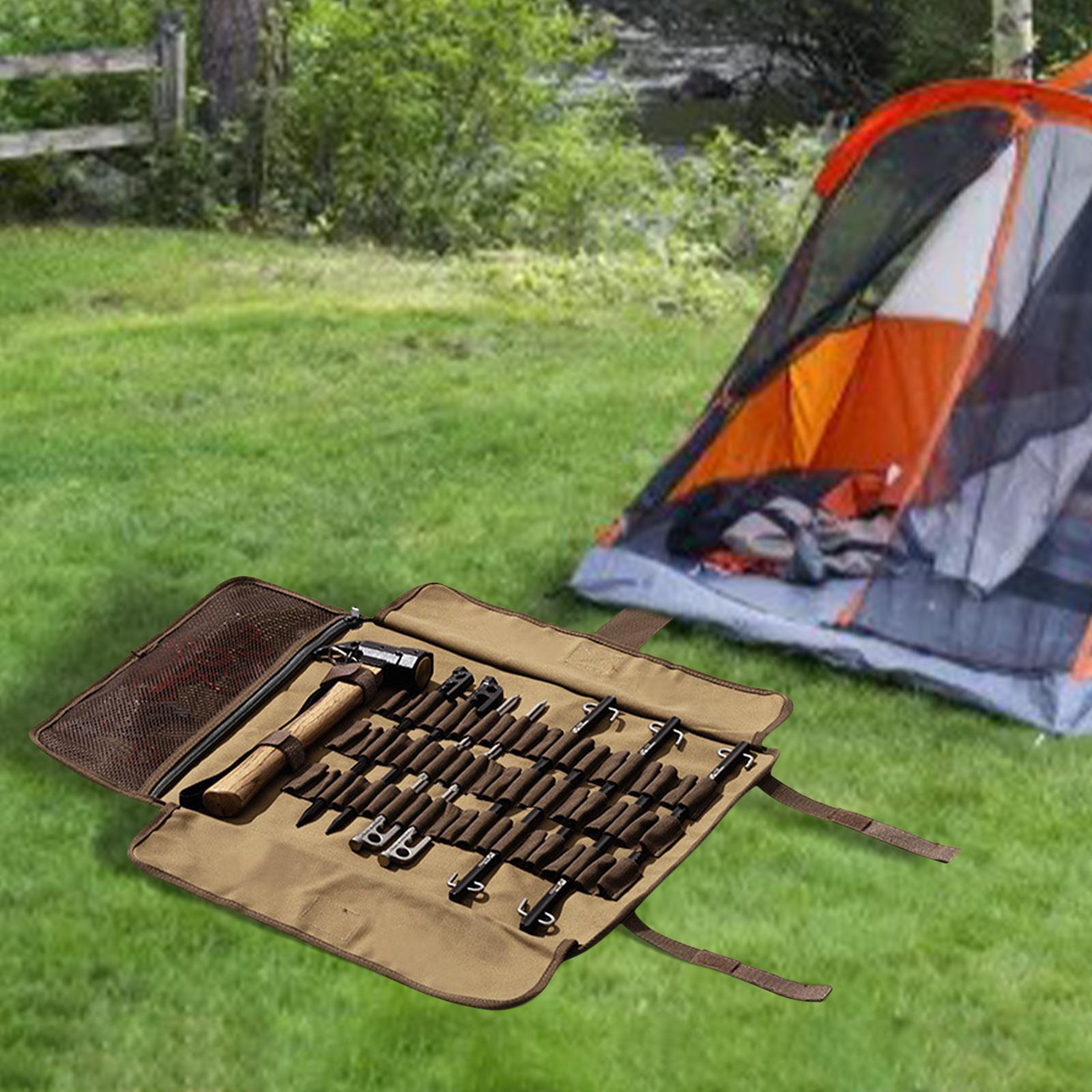 Tent Stake Bag Tent Pegs Pouch Holder Multifunctional Portable Tent Nail Hammer Bag