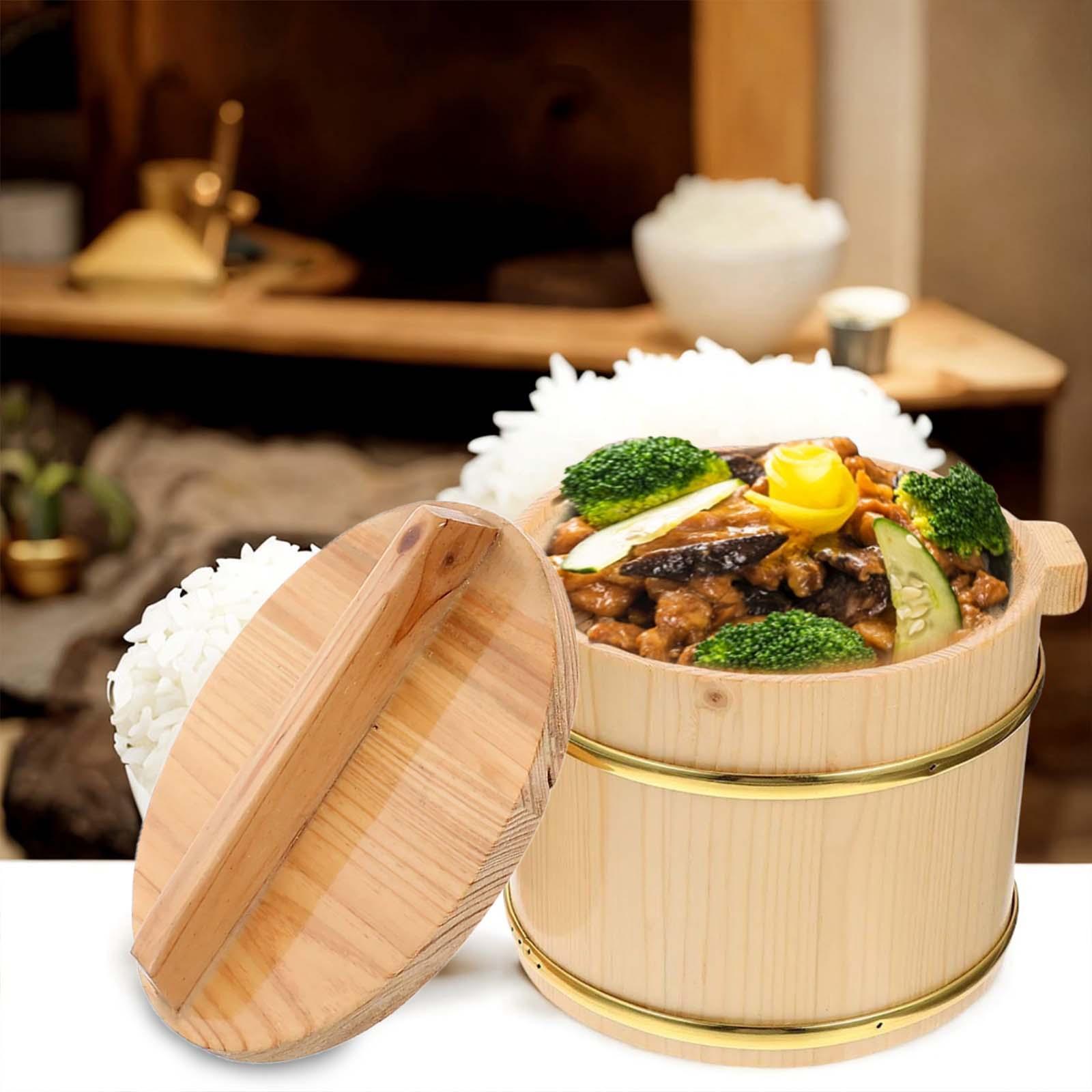 Japanese Rice Bucket, Wooden Sushi Rice Bowl, Reusable 16cm for Restaurant Kitchen Home