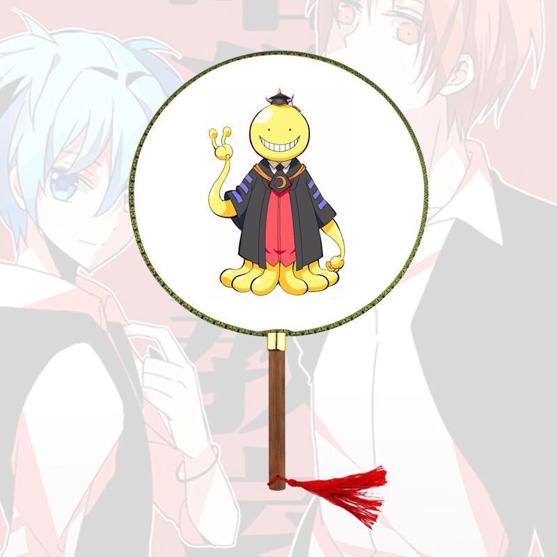 Qụat tròn cầm tay Assassination Classroom - Lớp học ám sát phong cách cổ trang . cosplay cán gỗ dây tuyến