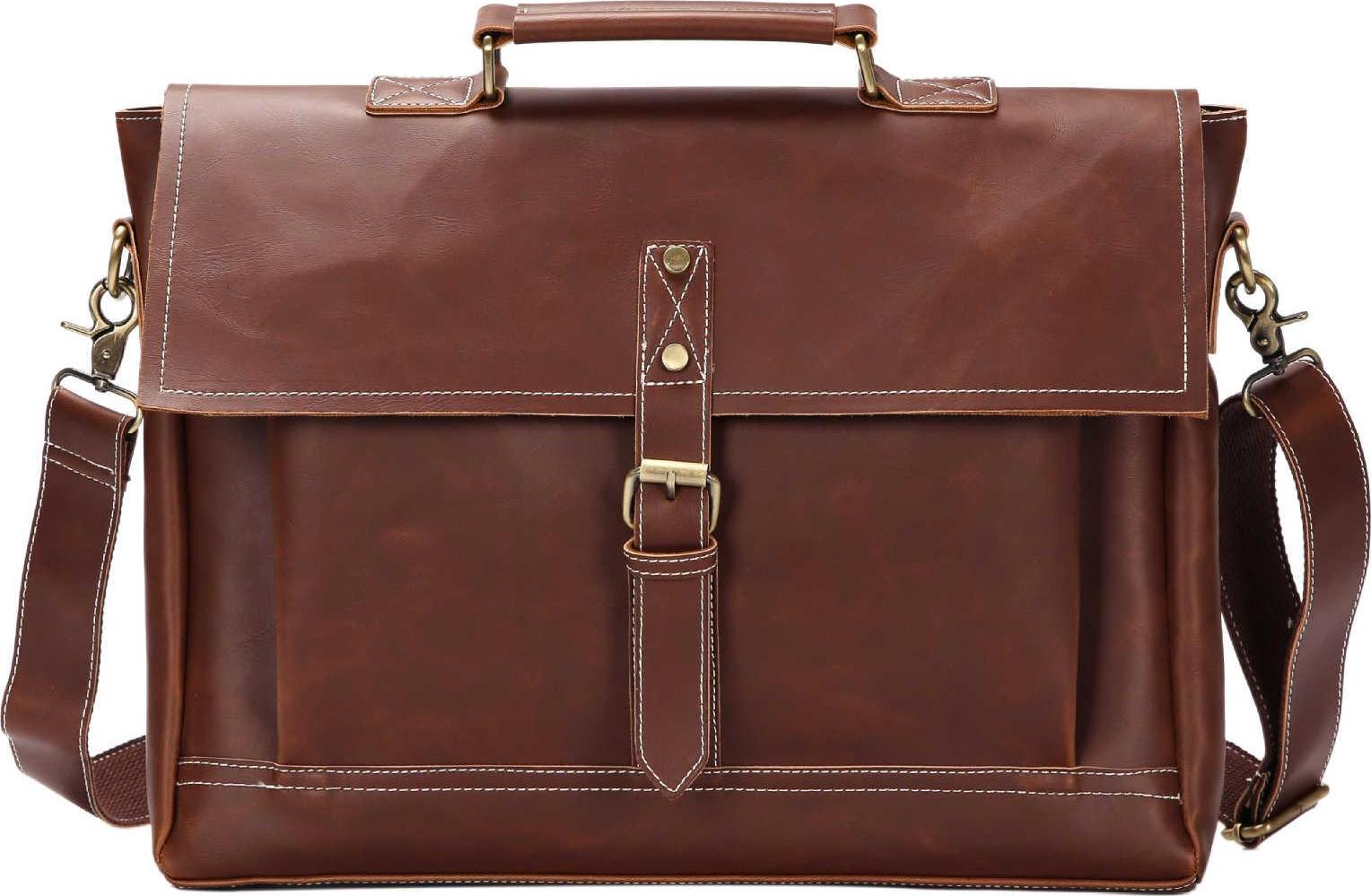 Classic Retro Business Bag Crazy Horse Leather Waterproof Briefcase