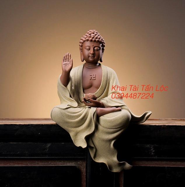 Tượng Phật Adida gốm tử sa cao 30 cm hàng cao cấp