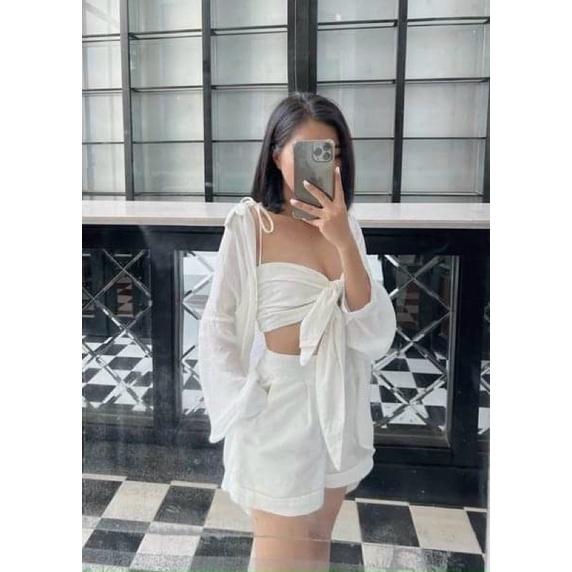 Sét 3 món đùi áo trong có mút ngực cột nơ cực sexy