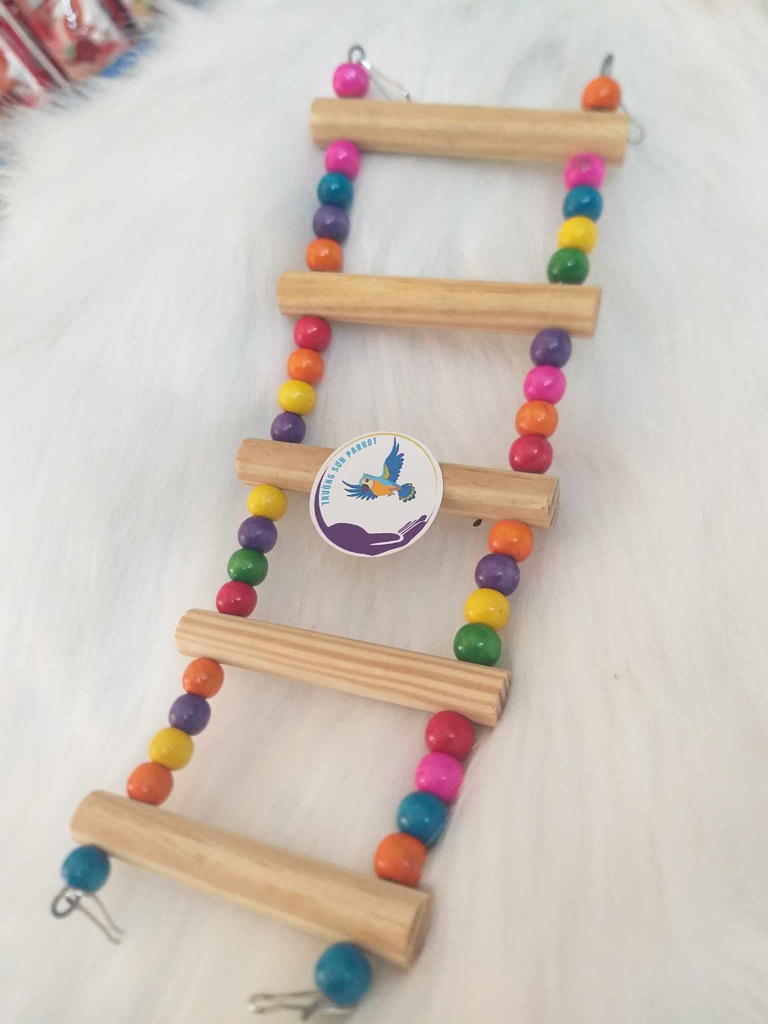 1 cầu thang, thang leo DÀI 30CM đồ chơi bằng gỗ cho vẹt, sóc, chuột và thú cưng khác