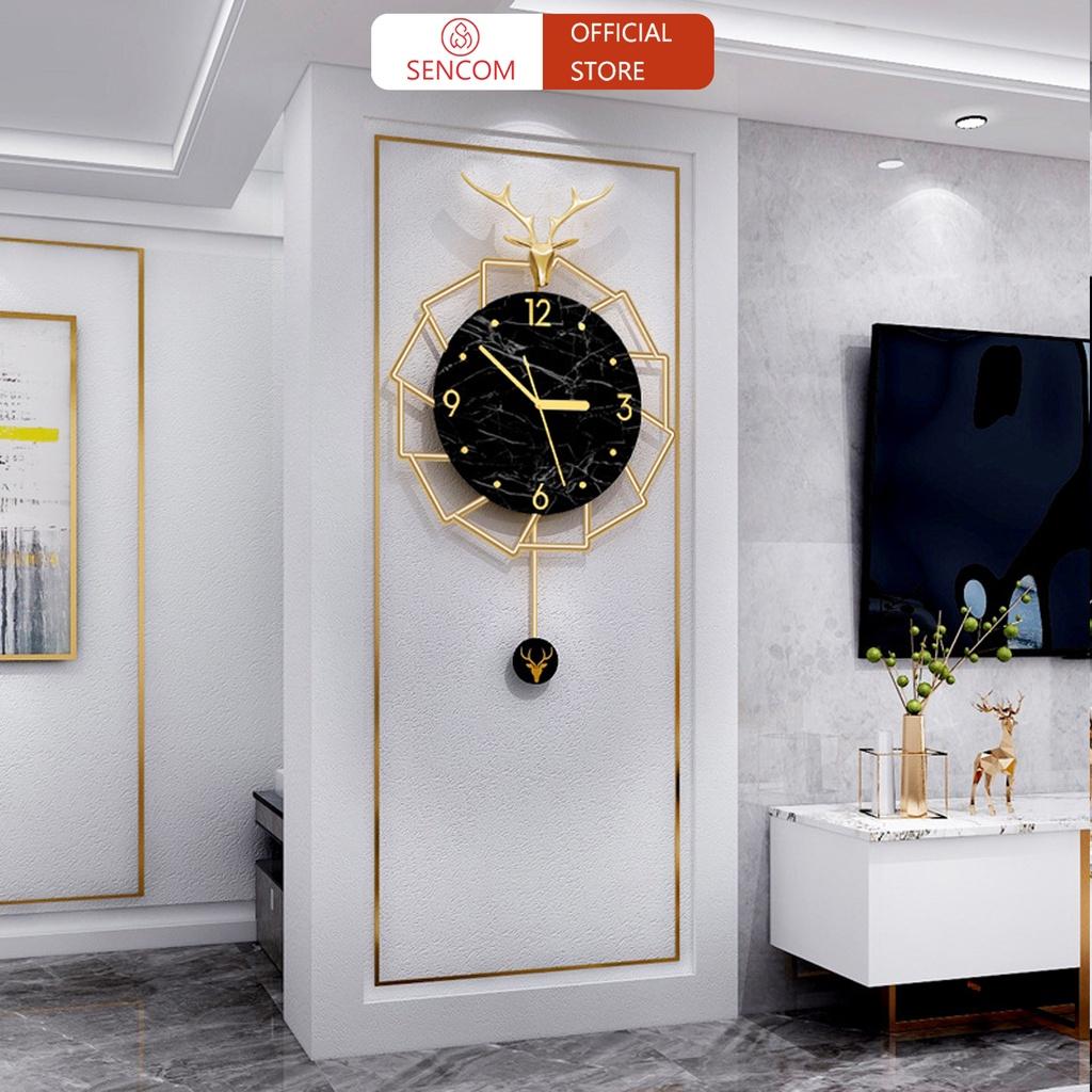 Đồng hồ treo tường phòng khách độc đáo SENCOM, đồng hồ trang trí decor phong cách Bắc Âu - JT2072A-38