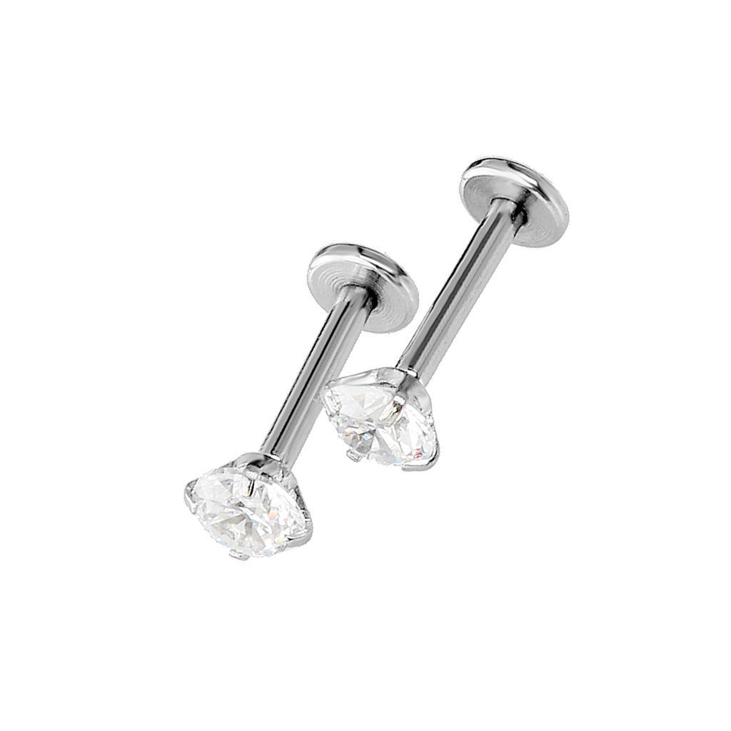 2Pcs Clear Crystal Nose Stud Nose Earrings Bar