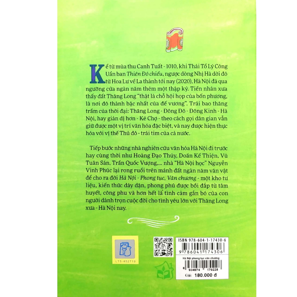 Sách Hà Nội - Phong Tục, Văn Chương (Tái Bản Lần Thứ 3 - 2020)