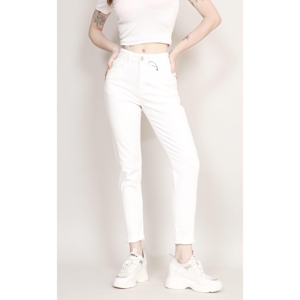 Quần jean nữ boyfriend baggy đen trắng trơn co giãn CT JEANS