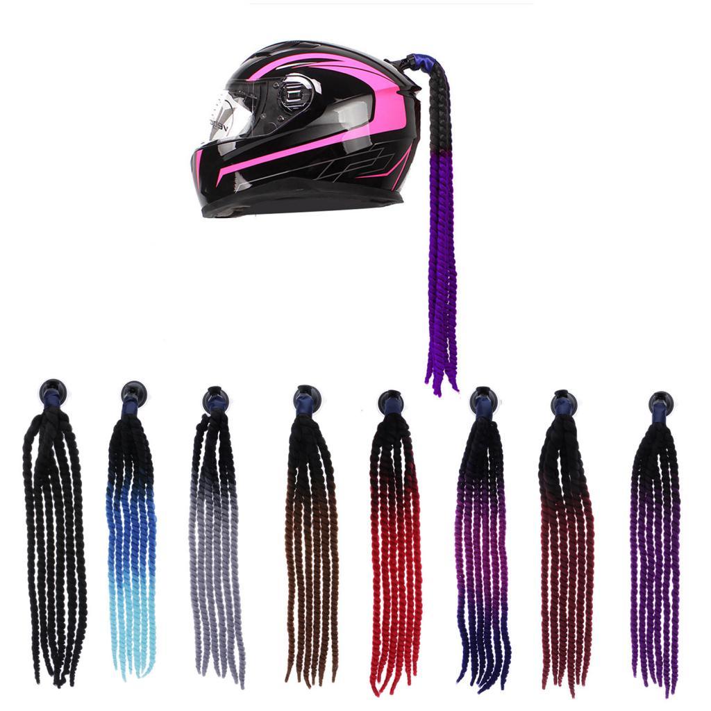Hand-made Helmet Braids / Ponytail Motorcycle/Bicycle Helmet Wig Hair Black