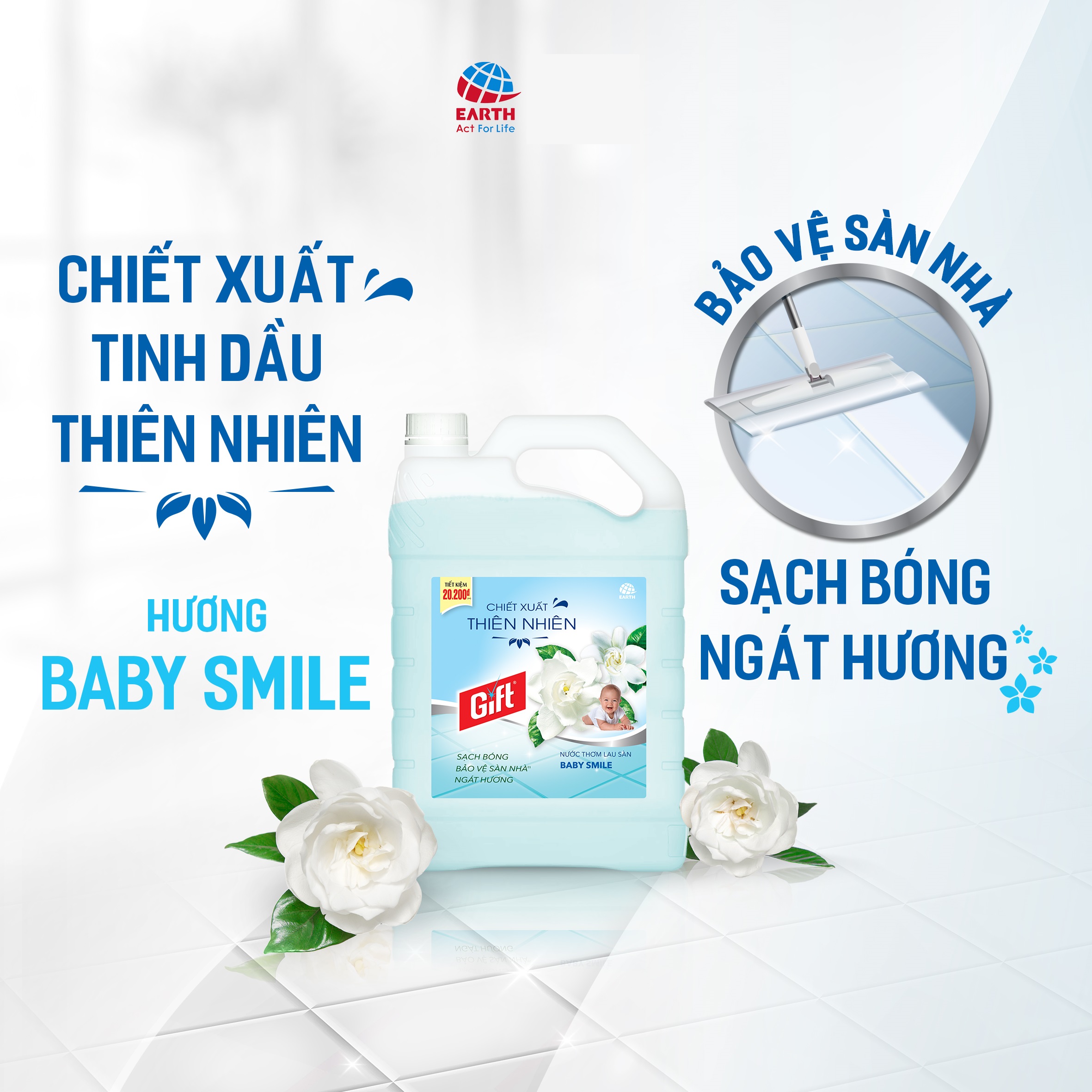 Nước lau sàn Gift Tinh chất Thiên Nhiên _ can 3,8 kg (Nhiều mùi hương)