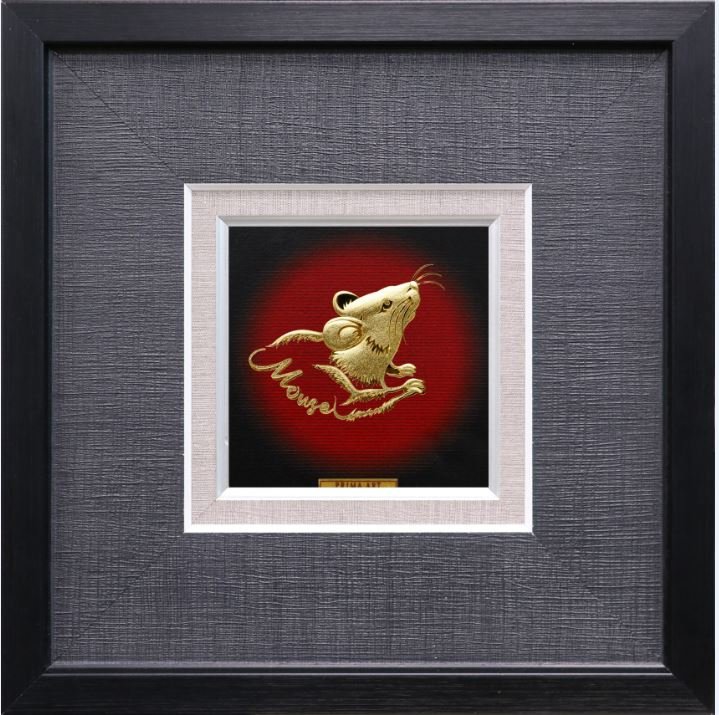 Tranh Vàng 24K PRIMA ART - Tranh Linh Vật Tuối Tý (Con Chuột) - Kích thước 24 x 24 cm - CGS-0821-06