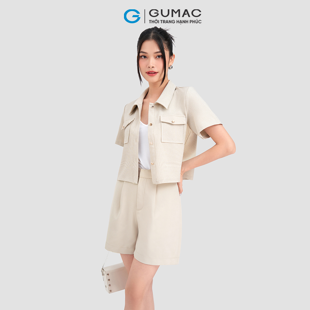 Set lẻ Áo cổ bẻ túi diễu GUMAC AD03009 - Chân váy A túi diễu GUMAC VD03010