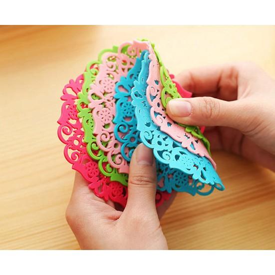 Miếng lót ly hoa văn kute màu sắc ngộ nghĩnh 9cm