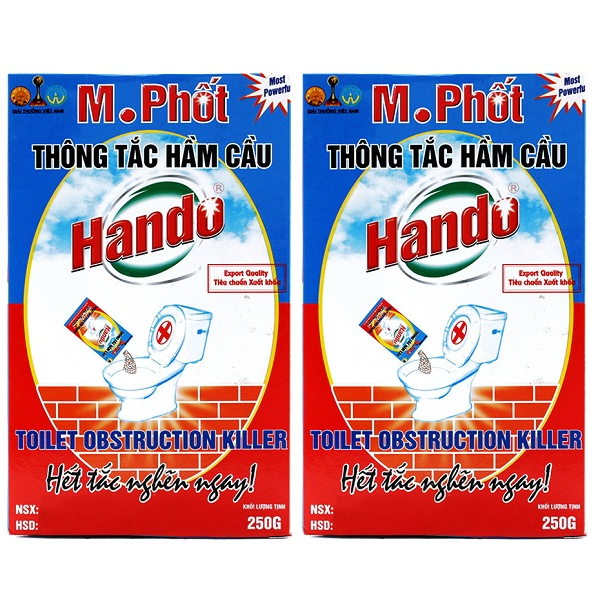 Combo 2 gói bột thông tắc bồn cầu bể phốt xuất khẩu Hando 250Gr [Đổ định kì để có kết quả cao]