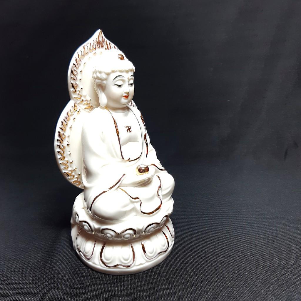 PHẬT THÍCH CA HÀO QUANG TRẮNG,HỒNG VẼ ĐỂ XE Ô TÔ CAO 14CM