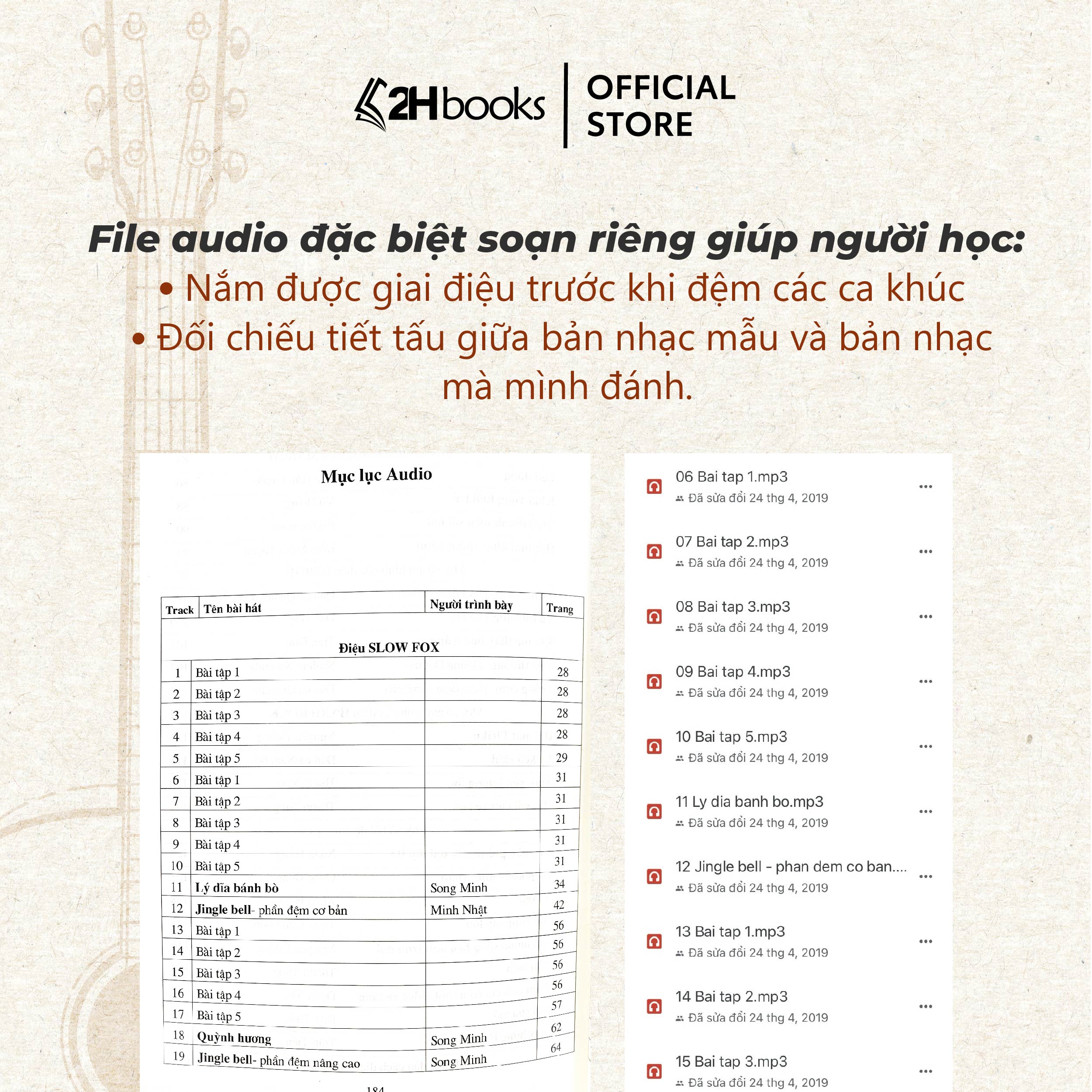 Hình ảnh Sách học guitar, Sách 45  ngày biết đệm guitar, tự học guitar cơ bản, giáo trình guitar, học đàn guitar- 2HBooks