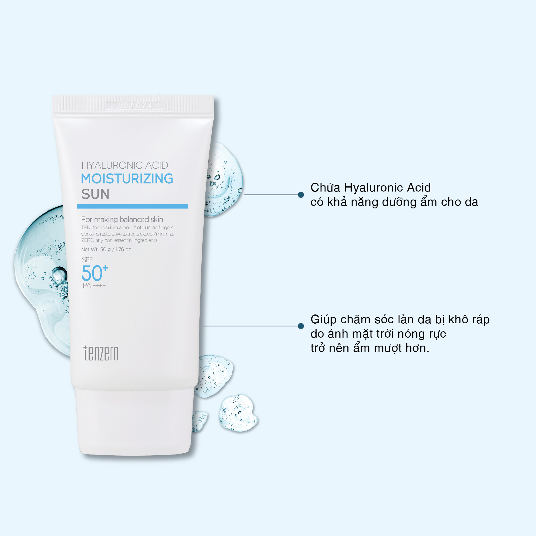 (HSD 2026) Kem chống nắng làm dịu da, nâng tông Hàn Quốc Tenzero Sun Cream 50g