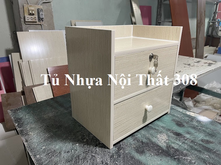 Tủ, Kệ Đầu Giường Nhựa Đài Loan Cao 45,5cm Ngang 43cm Sâu 31cm Màu Gỗ Sồi K192