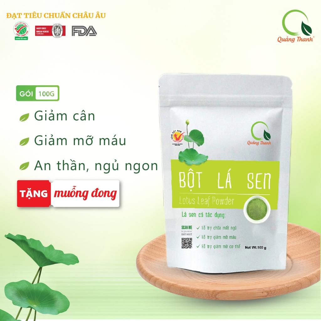 Bột Lá Sen Quảng Thanh Nguyên Chất Sấy Lạnh - Ngủ ngon, giảm mỡ máu, giảm cân - Gói 100 gr