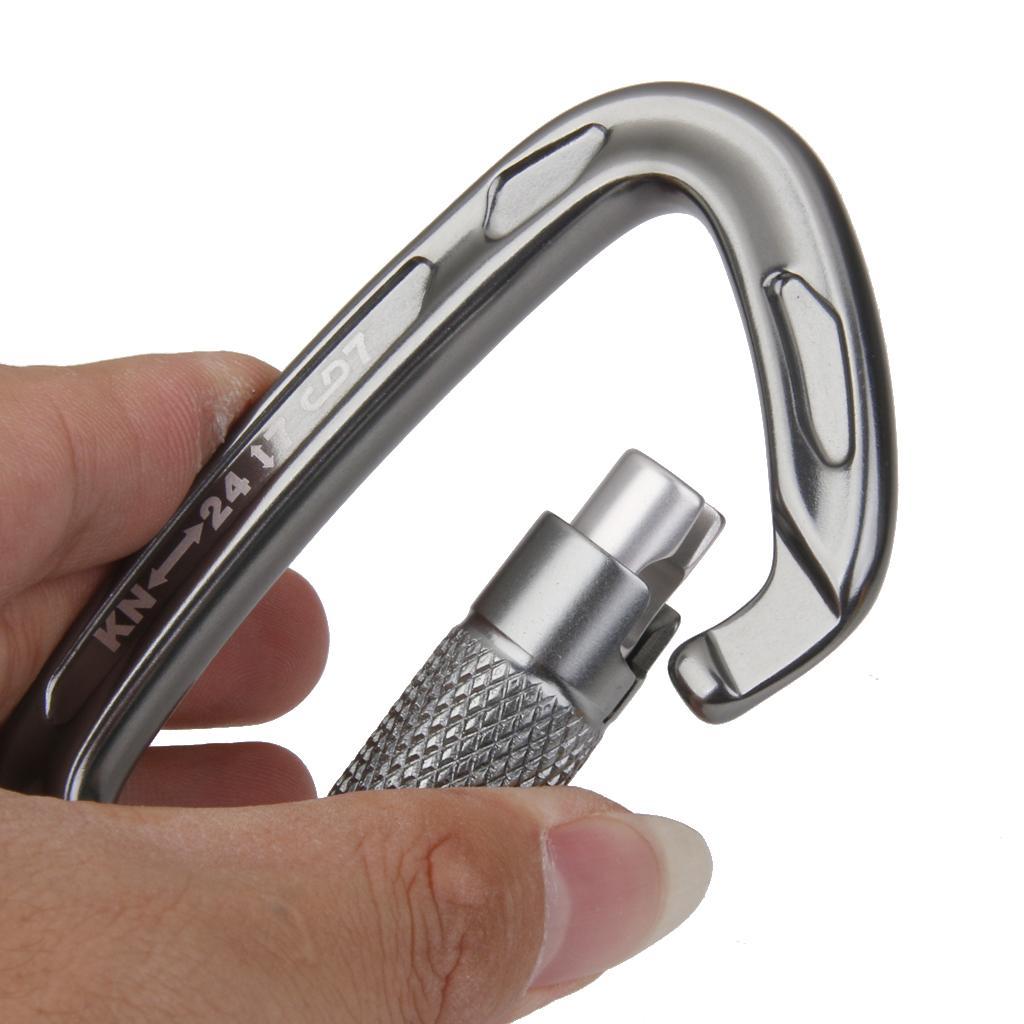 4X Outdoor Safety Carabiner Auto Locking Climbing Rope 24KN Gray