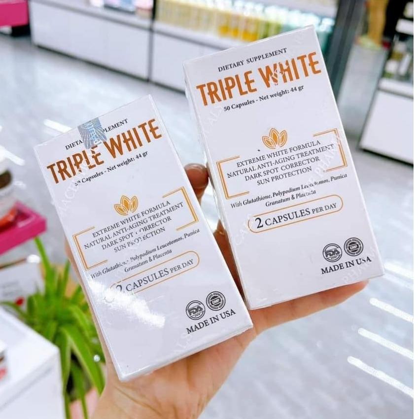 Viên Uống Triple White Glutathione Chống Nắng Trắng Da- Hộp 50 viên ( Hàng Chính Hãng )